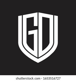 Monograma del logotipo GD con diseño de escudo de emblemas aislado en fondo negro