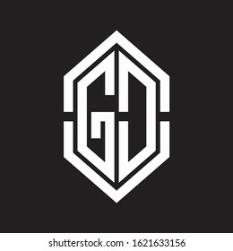 GD Logo monogram with hexagon shape and outline slice style with black and white