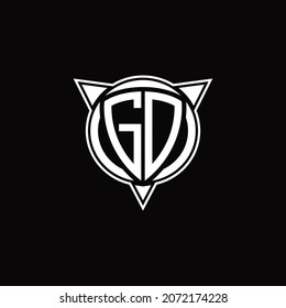 GD-Logo-Monogramm einzeln mit Kreisform und drei Pfeildesign-Vorlage