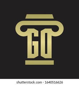 GD Logo monogram with pillar style design template with gold colors
