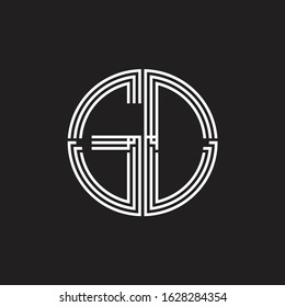 GD Logo monogram triple ribbon style line design template isolated on black background