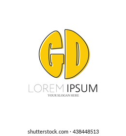 GD Logo. Vector Graphic Sphere Branding Letter Element. White Background