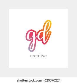 GD logo, vector. Useful as branding, app icon, alphabet combination, clip-art.