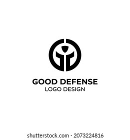 GD logo warrior helmet, spartan with shield guard vector illustration