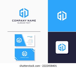 GD modern logo initials hexagon monogram. used for brand identity.