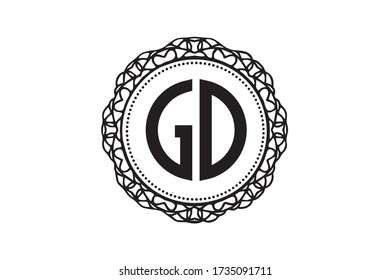 GD monogram black and white lace classical logotype design. 