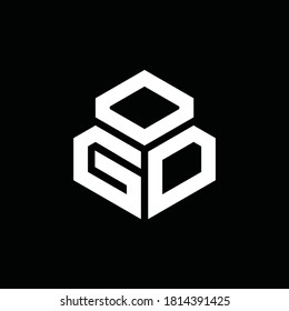 GD monogram logo with 3 cube style design template isolated on black background