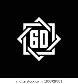 GD monogram logo with abstract square around design template