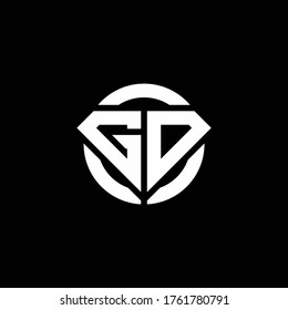 GD monogram logo with diamond shape and ring circle rounded design template