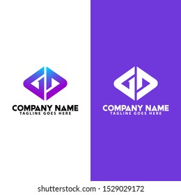 GD MONOGRAM LOGO TEMPLATE ISOLATED IN WHITE AND COLOR BACKGROUND.