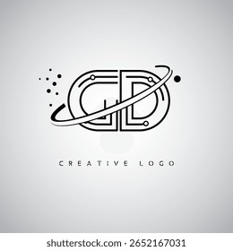 GD Orbit Monogram Logo – Futuristic Minimal Letter mark with Circular Line Art, Tech-Inspired Dots and Space Motion Concept for Modern Branding Identity