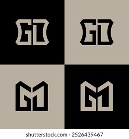 GD polygon, circle, hexagon, flat and simple letter logo set in one artboard. GD minimalist and classic logo.
