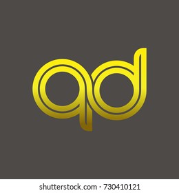 gd or qd initial letter logo design template vector in gold color