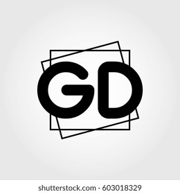 gd uppercase initials square frame business logo