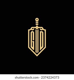 GD vintage shield and sword initial logo in high quality professional design that will print well across any print media