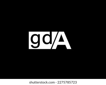 GDA Logo and Graphics design vector art, Icons isolated on black background