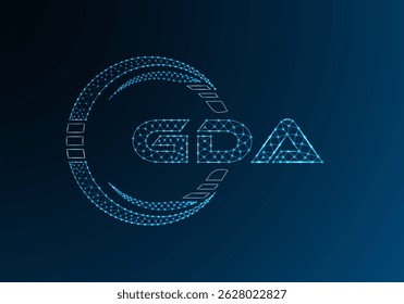 Diseño de Vector de logotipo de letra polivinílica baja GDA. Diseño de logotipo de poliéster inferior GDA. Logotipo de poliéster bajo.