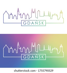 Gdansk skyline. Colorful linear style. Editable vector file.