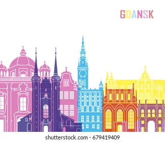Gdansk skyline pop in editable vector file