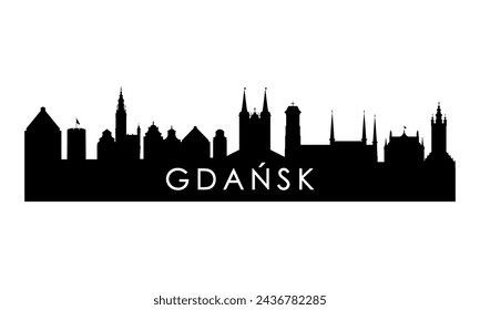 Gdansk skyline silhouette. Black Gdansk city design isolated on white background. 