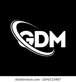 GDM logo. GDM letter. GDM letter logo design. Initials GDM logo linked with circle and uppercase monogram logo. GDM-typography for technology, business and real estate brand.