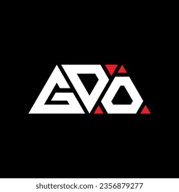 GDO triangle letter logo design with triangle shape. GDO triangle logo design monogram. GDO triangle vector logo template with red color. GDO triangular logo Simple, Elegant, and Luxurious design.