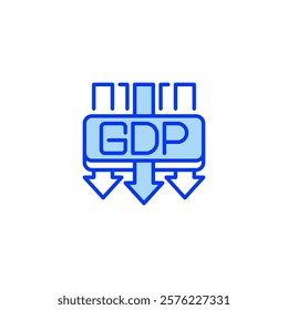 GDP Decline line icon. Universal creative premium symbol. Vector sign icon logo template. Vector illustration