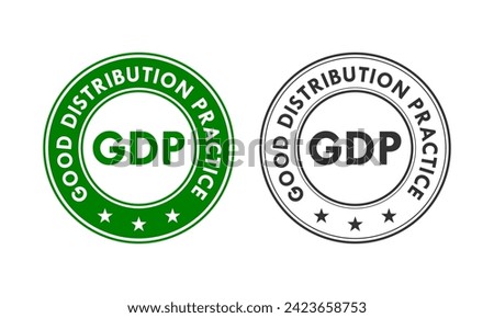 GDP - Good Distribution Practice design badge template illustration