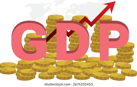 GDP growth with up scale arrow. vector graphics