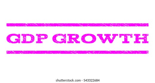 GDP Growth watermark stamp. Text caption between horizontal parallel lines with grunge design style. Rubber seal stamp with dust texture. Vector magenta color ink imprint on a white background.