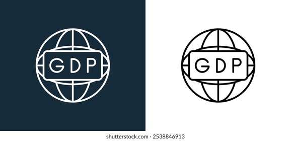 gdp icon isolated on white and black colors. gdp outline linear vector icon from stock market collection for mobile apps, web and ui.