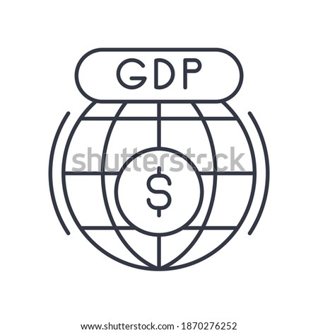 Gdp icon, linear isolated illustration, thin line vector, web design sign, outline concept symbol with editable stroke on white background.