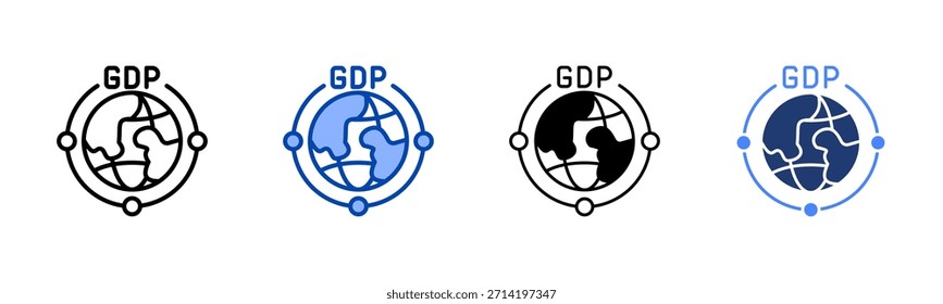 Gdp icon set multiple style collection