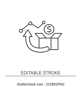  GDP Line Icon. Gross Domestic Product Growth. Economic Prosperity. Economic Recovery Concept. Isolated Vector Illustration.Editable Stroke