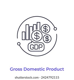 GDP line icon, Gross Domestic Product vector