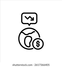 GDP outline icon. economy crisis black line illustration.