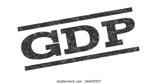 GDP watermark stamp. Text tag between parallel lines with grunge design style. Rubber seal stamp with dirty texture. Vector gray color ink imprint on a white background.