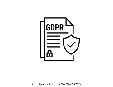 Ícone de contrato GDPR para privacidade e segurança de dados