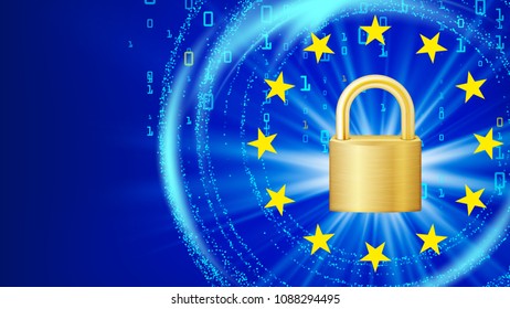 GDPR Background Vector. Padlock. Security Technology. General Data Protection Regulation. Illustration
