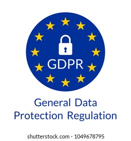 GDPR banner. General Data Protection Regulation symbol with EU flag and padlock. Vector illustration.