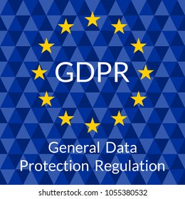 GDPR banner. General Data Protection Regulation symbol with EU flag. Vector illustration.