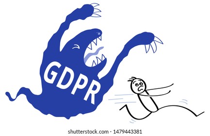 GDPR, boogeyman chasing stick figure, General Data Protection Regulation