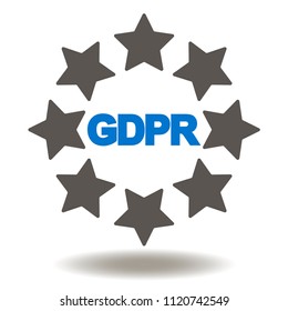 GDPR Circle Stars Icon. General Data Protection Regulations Illustration.