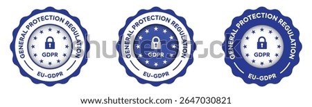 GDPR Compliance Badge General Data Protection Regulation Seal Icon Blue