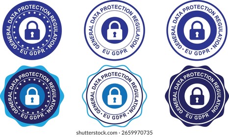 Iconos de la insignia de cumplimiento del RGPD para la protección de datos y la garantía de privacidad