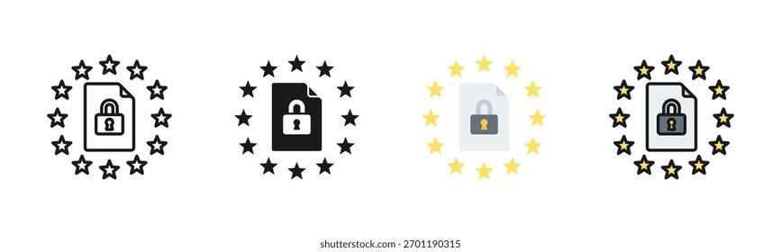 Paquete De Iconos De Cumplimiento De Gdpr En Varios Estilos