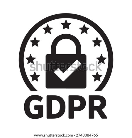 gdpr compliance logo with padlock and stars