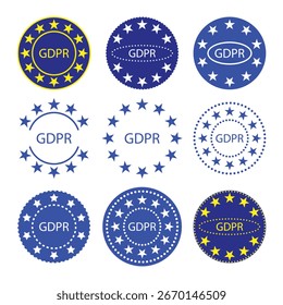 Sellos de cumplimiento del RGPD en varios Diseños.