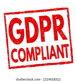 GDPR compliant sign or stamp on white background, vector illustration