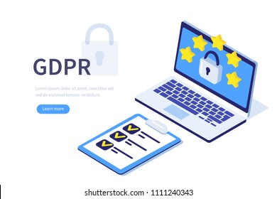 
GDPR concept. Can use for web banner, infographics, hero images. Flat isometric vector illustration isolated on white background.